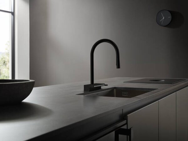 Hansgrohe Aquno Select M81 kuchyňská páková baterie 170 vytažitelná sprška, 3jet, sBox, matná černá 73831670