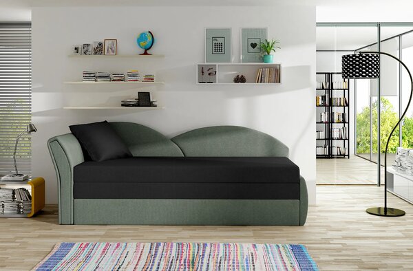 Rozkládací válenda s úložným prostorem 80x180 RESTARA - černá / šedá, levá