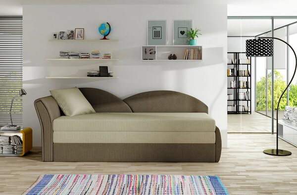 Rozkládací válenda s úložným prostorem 80x180 RESTARA - béžová / tmavě hnědá, levá