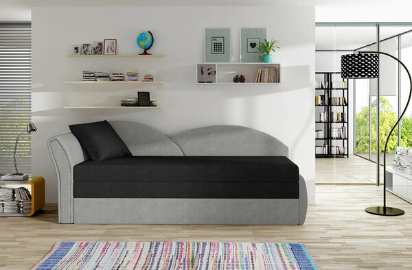Rozkládací válenda s úložným prostorem 80x180 RESTARA - černá / světle šedá, levá