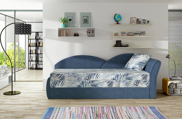 Rozkládací válenda s úložným prostorem 80x180 RESTARA - vzorovaná / modrá, pravá