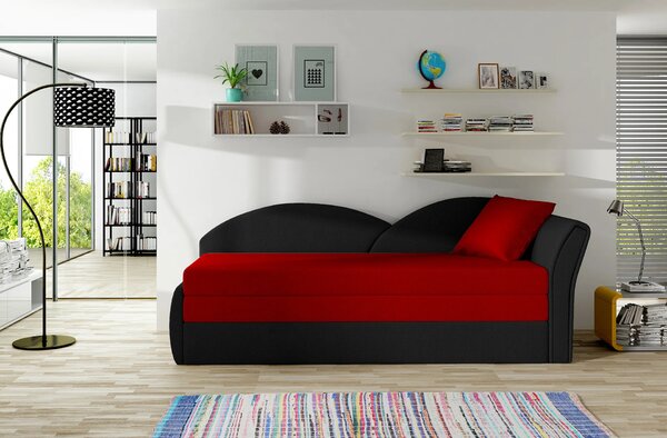 Rozkládací válenda s úložným prostorem 80x180 RESTARA - červená / černá, pravá