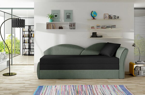 Rozkládací válenda s úložným prostorem 80x180 RESTARA - černá / šedá, pravá