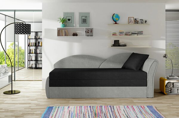 Rozkládací válenda s úložným prostorem 80x180 RESTARA - černá / světle šedá, pravá