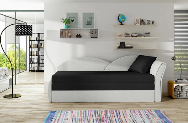 Rozkládací válenda s úložným prostorem 80x180 RESTARA - černá / bílá, pravá