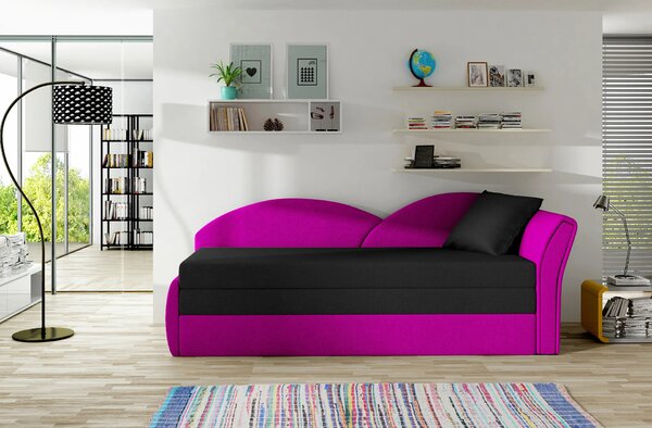 Rozkládací válenda s úložným prostorem 80x180 RESTARA - černá / růžová, pravá