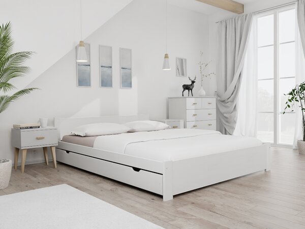 Postel IKAROS 120 x 200 cm, bílá s laťkovým roštem a matrací Deluxe 10 cm