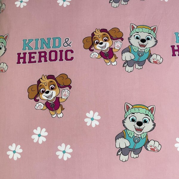 Růžové bavlněné dětské povlečení na jednolůžko 140x200 cm Paw Patrol "Heroic" – Jerry Fabrics