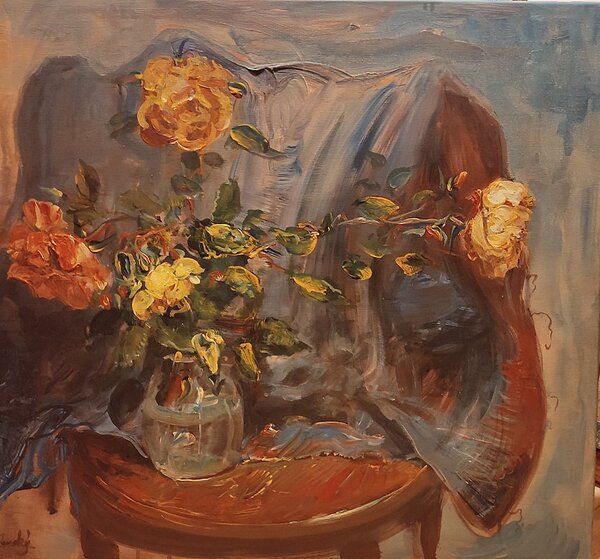 Ručně malovaný obraz od Jan Polanský - "Růže", rozměr: 80 x 70 cm