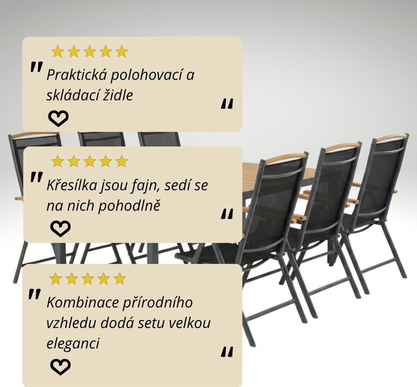 Vikio Zahradní jídelní set 190x90 pro 6 osob přírodní AZS157-6P