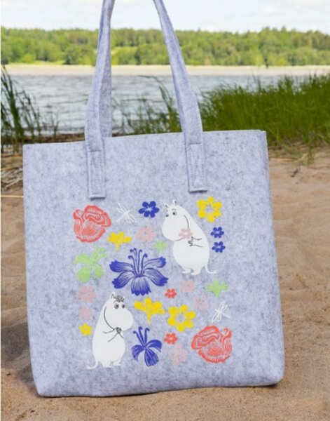 Muurla Taška Moomin Flowers, šedá
