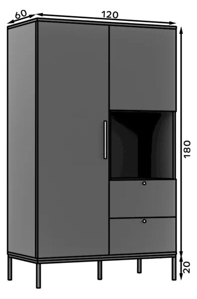 Šatní skříň se šuplíky 120 cm CYMBELINE - černá