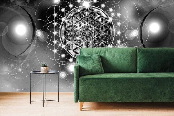 Tapeta okouzlující černobílá Mandala