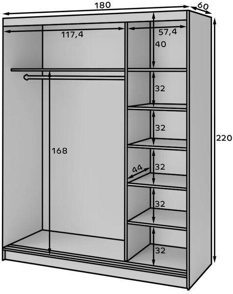Zrcadlová skříň s posuvnými dveřmi 180 cm SELIORA - bílá