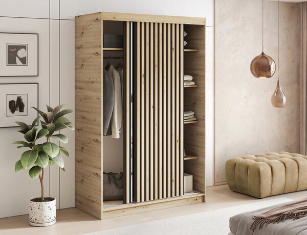 Šatní skříň s posuvnými dveřmi 120 cm ZORIANA - dub artisan
