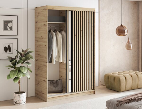 Šatní skříň s posuvnými dveřmi 120 cm ZORIANA - dub artisan