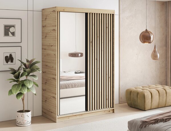 Šatní skříň s posuvnými dveřmi 120 cm ZORIANA - dub artisan