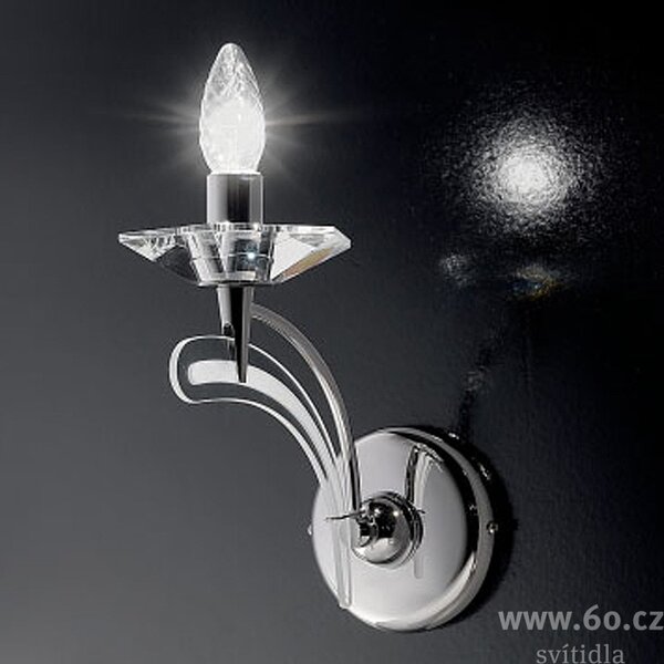 Metal lux 197.101 Icaro, nástěnné svítidlo 1xE14, chrom/křišťálové sklo, výška 25cm