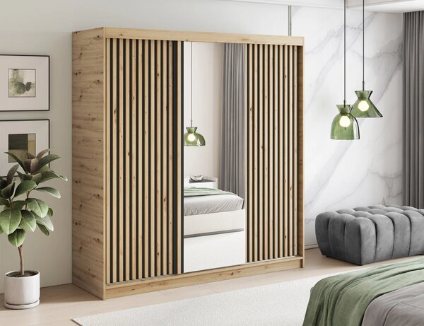 Šatní skříň s posuvnými dveřmi 180 cm ZORIANA - dub artisan