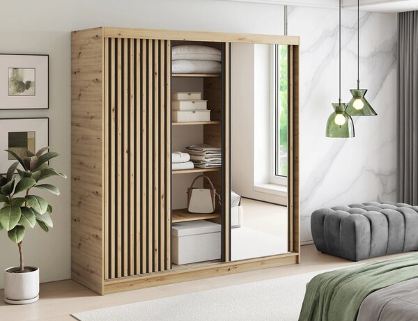 Šatní skříň s posuvnými dveřmi 180 cm ZORIANA - dub artisan