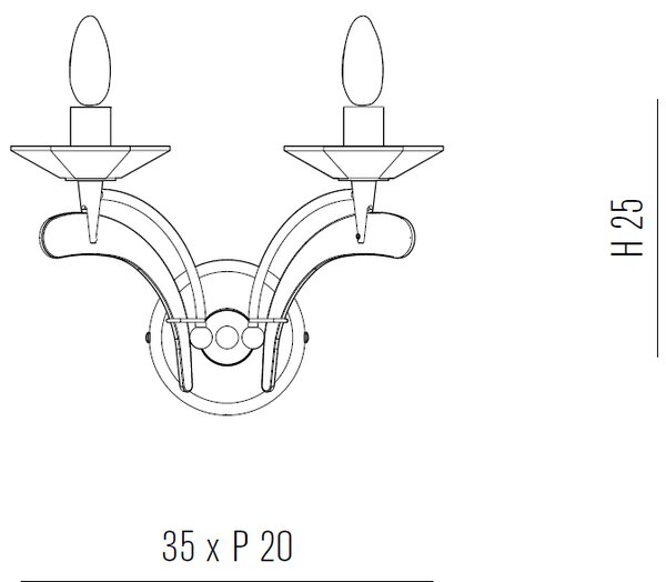 Metal lux 197.102 Icaro, nástěnné svítidlo 2xE14, chrom/křišťálové sklo, výška 25cm