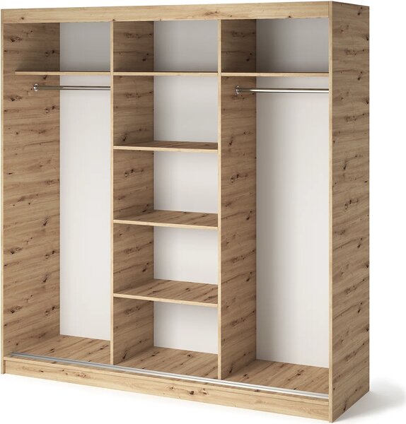 Šatní skříň s posuvnými dveřmi 180 cm ZORIANA - dub artisan