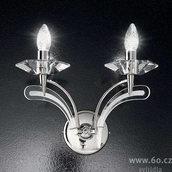 Metal lux 197.102 Icaro, nástěnné svítidlo 2xE14, chrom/křišťálové sklo, výška 25cm