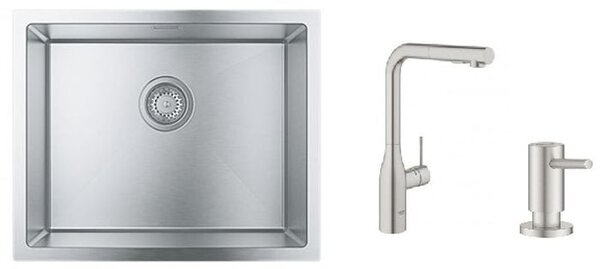 Sada kuchyňská baterie Grohe Essence 30270DC0, ocelový dřez Grohe K700 31726SD0, 40535DC0