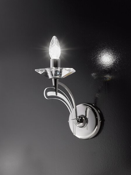 Metal lux 197.101 Icaro, nástěnné svítidlo 1xE14, chrom/křišťálové sklo, výška 25cm
