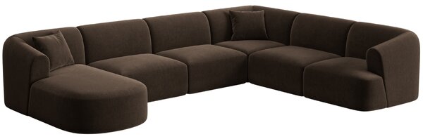 -25 % Dny MOMENTI– Cosmopolitan Design Tmavě hnědá sametová rohová pohovka Campi 330 cm, pravá