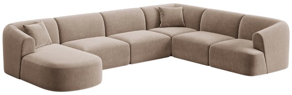 -25 % Dny MOMENTI– Cosmopolitan Design Béžová sametová rohová pohovka Campi 330 cm, pravá