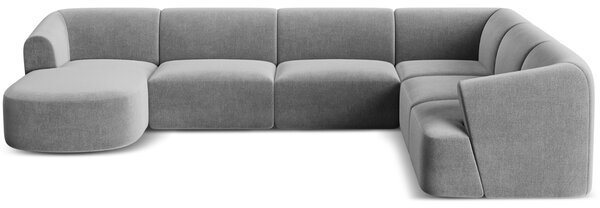 -25 % Dny MOMENTI– Cosmopolitan Design Šedá sametová rohová pohovka Campi 330 cm, pravá