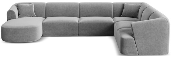 -25 % Dny MOMENTI– Cosmopolitan Design Šedá sametová rohová pohovka Campi 330 cm, pravá