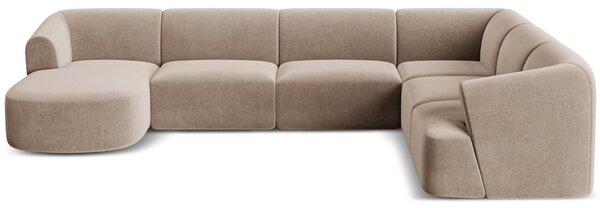 -25 % Dny MOMENTI– Cosmopolitan Design Béžová sametová rohová pohovka Campi 330 cm, pravá