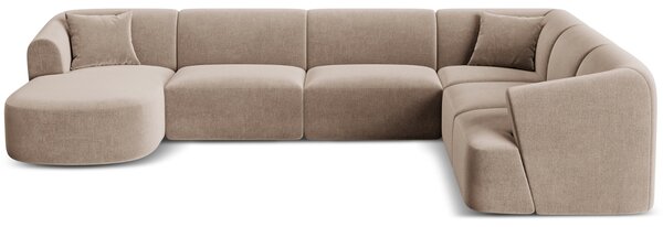 -25 % Dny MOMENTI– Cosmopolitan Design Béžová sametová rohová pohovka Campi 330 cm, pravá
