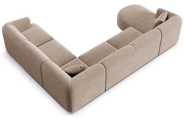 -25 % Dny MOMENTI– Cosmopolitan Design Béžová sametová rohová pohovka Campi 330 cm, pravá