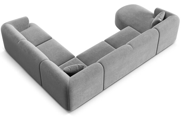 -25 % Dny MOMENTI– Cosmopolitan Design Šedá sametová rohová pohovka Campi 330 cm, pravá