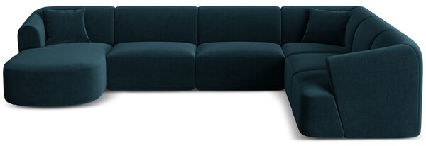 -25 % Dny MOMENTI– Cosmopolitan Design Petrolejově modrá sametová rohová pohovka Campi 330 cm, pravá