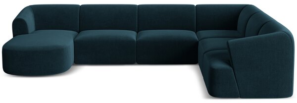 -25 % Dny MOMENTI– Cosmopolitan Design Petrolejově modrá sametová rohová pohovka Campi 330 cm, pravá