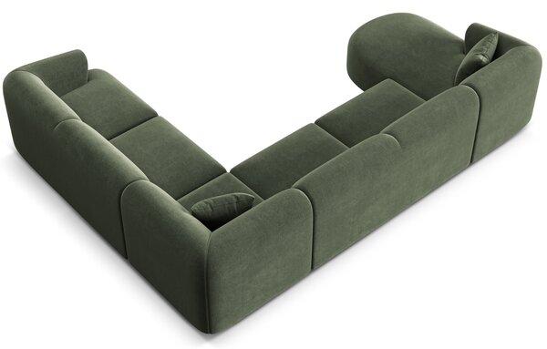 -25 % Dny MOMENTI– Cosmopolitan Design Zelená sametová rohová pohovka Campi 330 cm, pravá