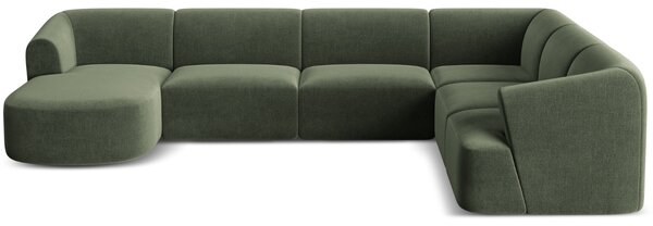 -25 % Dny MOMENTI– Cosmopolitan Design Zelená sametová rohová pohovka Campi 330 cm, pravá