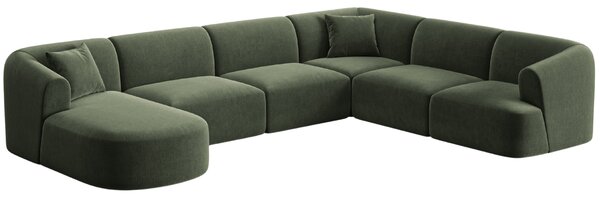 -25 % Dny MOMENTI– Cosmopolitan Design Zelená sametová rohová pohovka Campi 330 cm, pravá