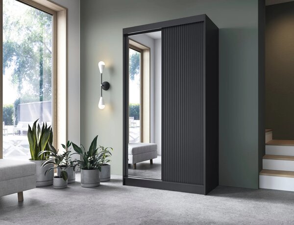 Zrcadlová skříň s posuvnými dveřmi 120 cm CALYPTRA - černá