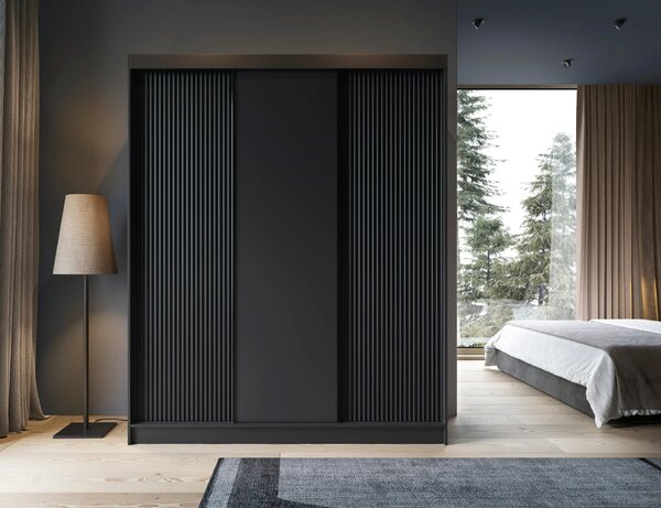Šatní skříň s posuvnými dveřmi 180 cm CALYPTRA - černá