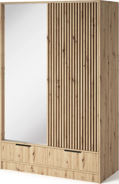 Zrcadlová šatní skříň 120 cm HELIORA - dub artisan
