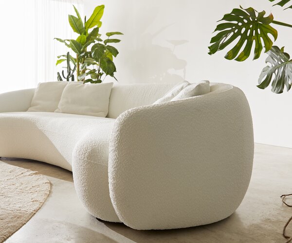 DELIFE 3-místná pohovka Larna 260x120 cm bouclé krémovo-bílá