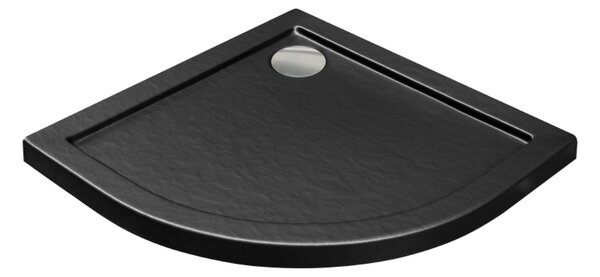 Besco Čtvrtkruhová akrylátová sprchová vanička ARON NEW SE HR 80x80 (90x90) B SlimLine Stone Effect Rozměry (cm): 80x80