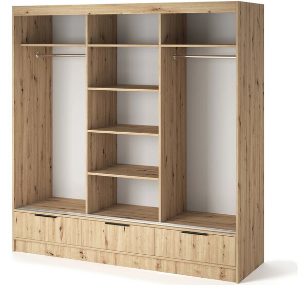 Zrcadlová šatní skříň 180 cm HELIORA - dub artisan