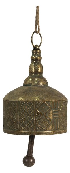 Bronzový antik závěsný dekorační zvon - Ø 15*22 cm