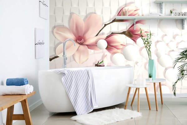 Tapeta magnolie s abstraktními prvky